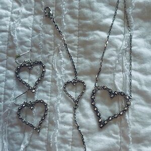 Brighton Alcazar Crystal Heart Jewelry Set Necklace Bracelet Earrings Signed